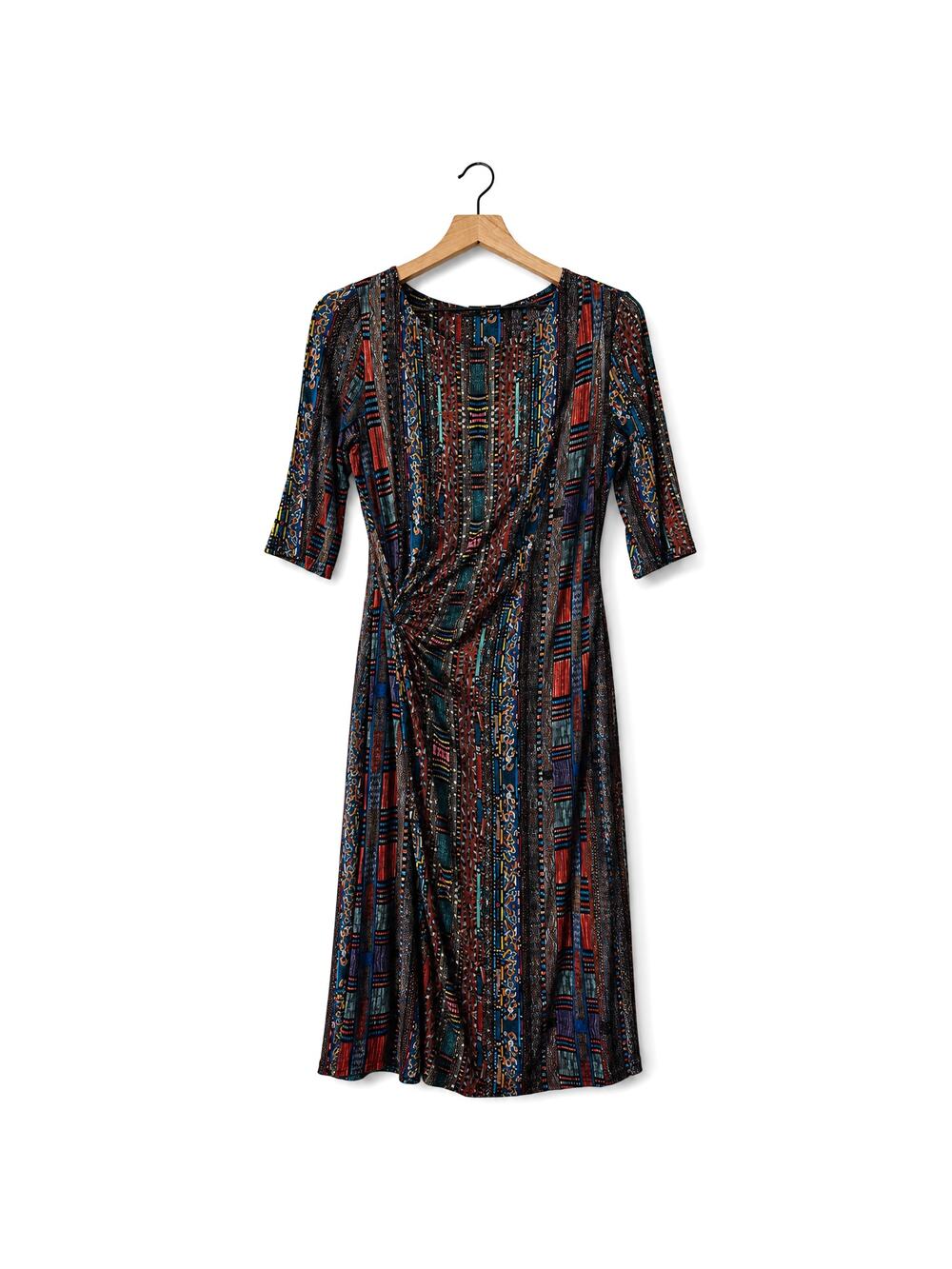 ETRO Milano Abstract Print Ruched Midi Dress Made in Italy Size 48 (US 12)